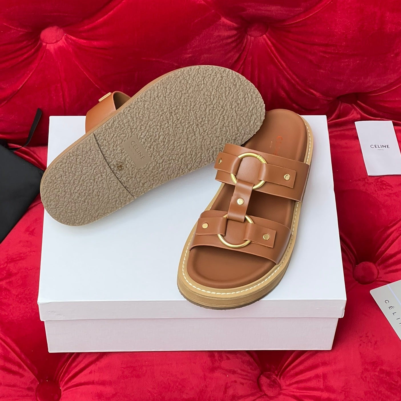 Sandal Flat Cinnamon Brown Canvas - 35