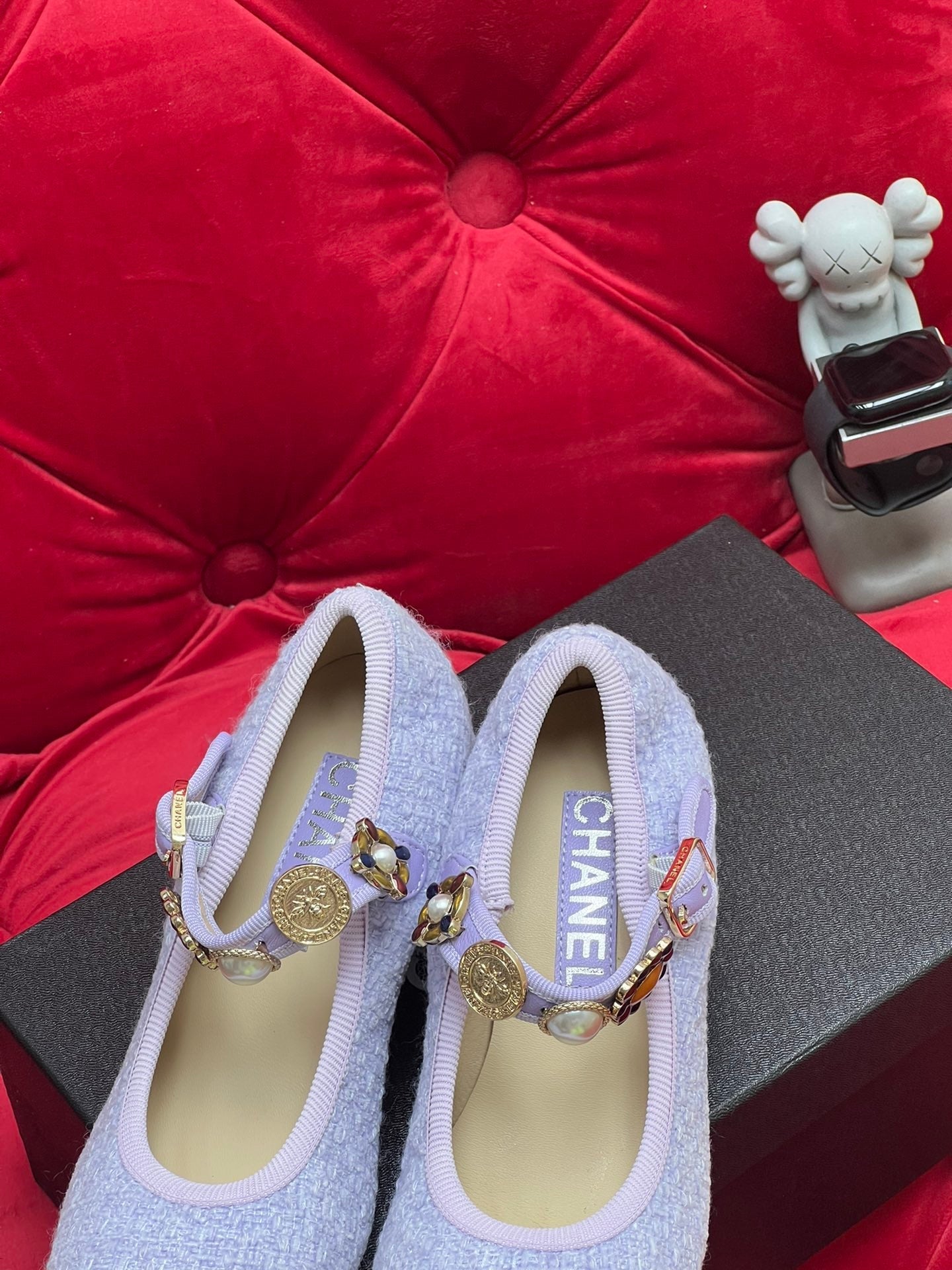 HIGH MARY JANE SHOES LIGHT BLUE WOOL TWEED - 35