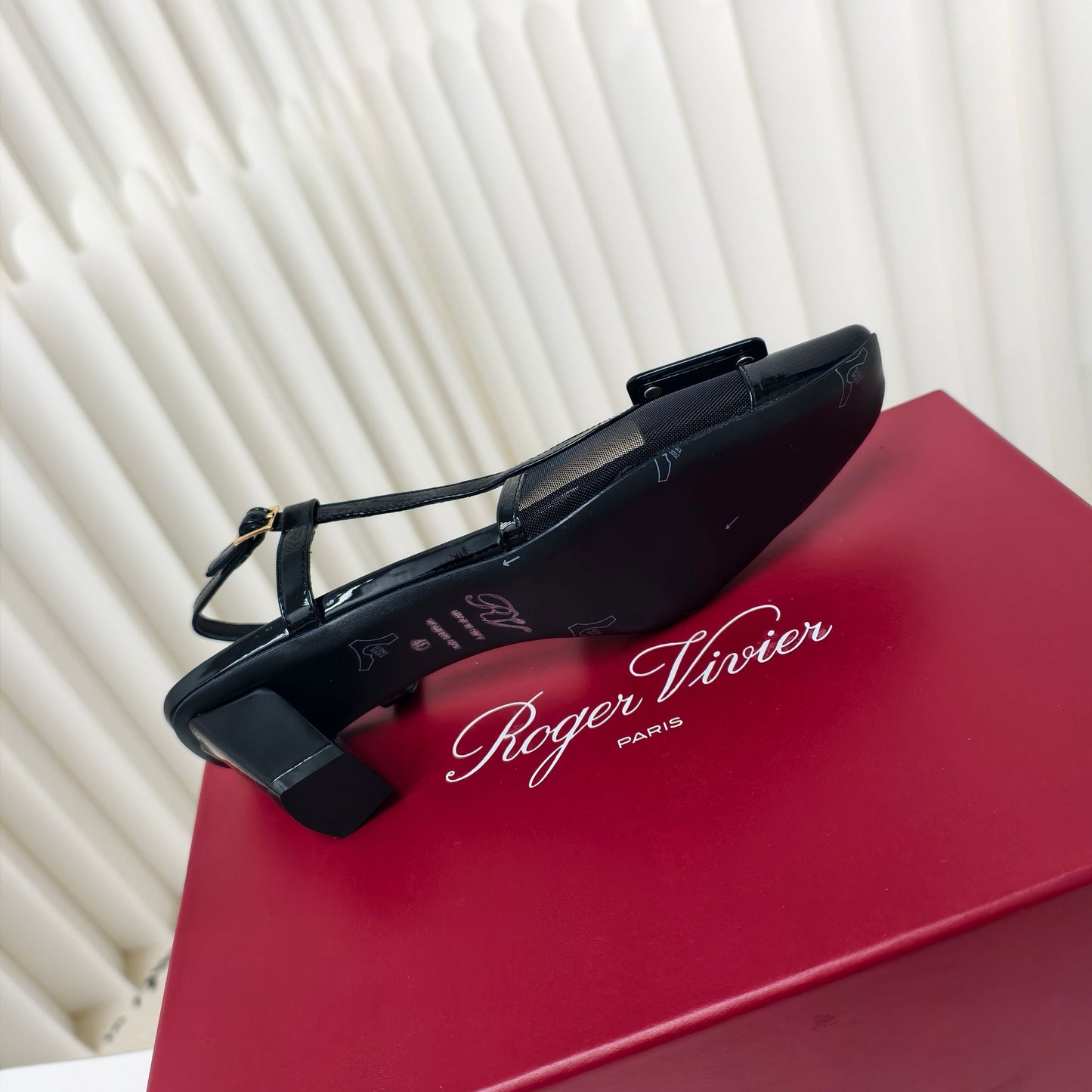 ROGER VIVIER 25S BELLE VIVIER SLINGBACK PUMPS 45MM IN BLACK MESH FABRIC - 34