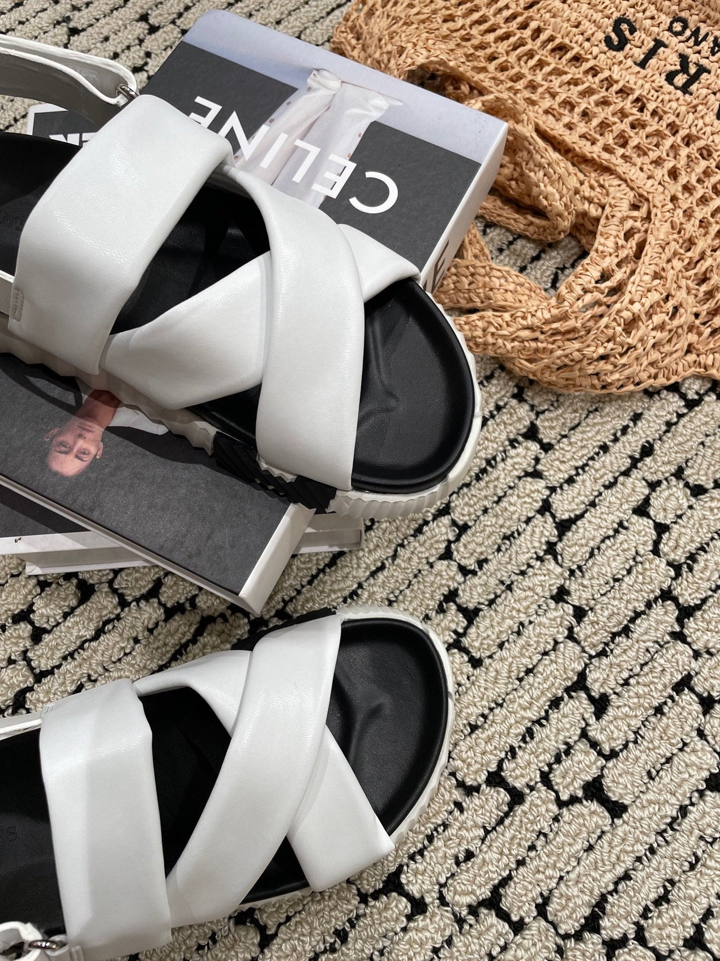 ELECTRIC SANDAL BLACK MIX WHITE CALFSKIN - 35