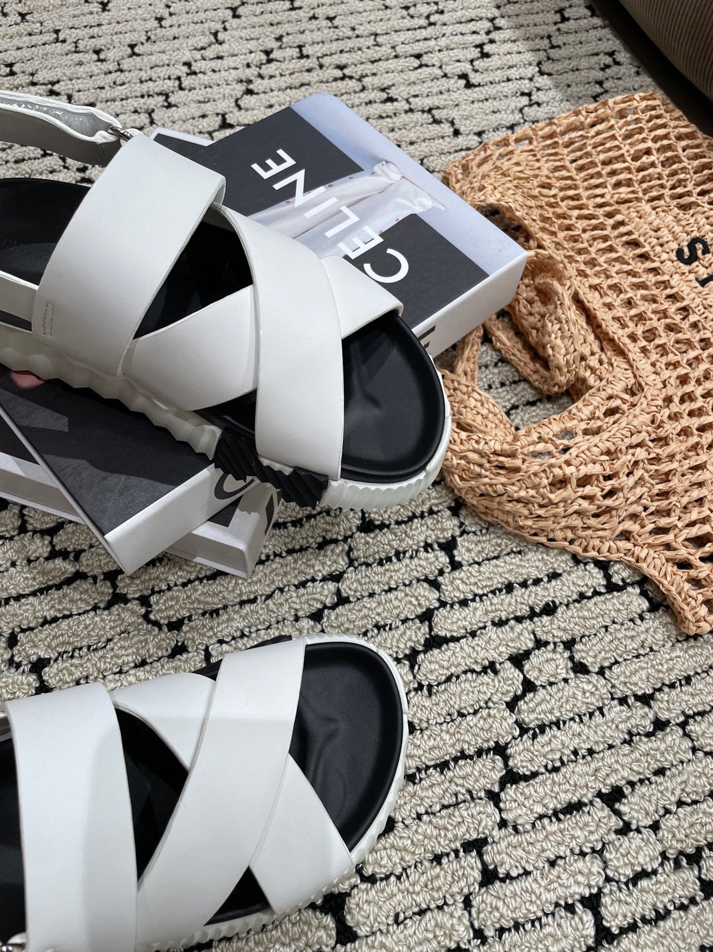 ELECTRIC SANDAL BLACK MIX CREAMY WHITE CALFSKIN - 35