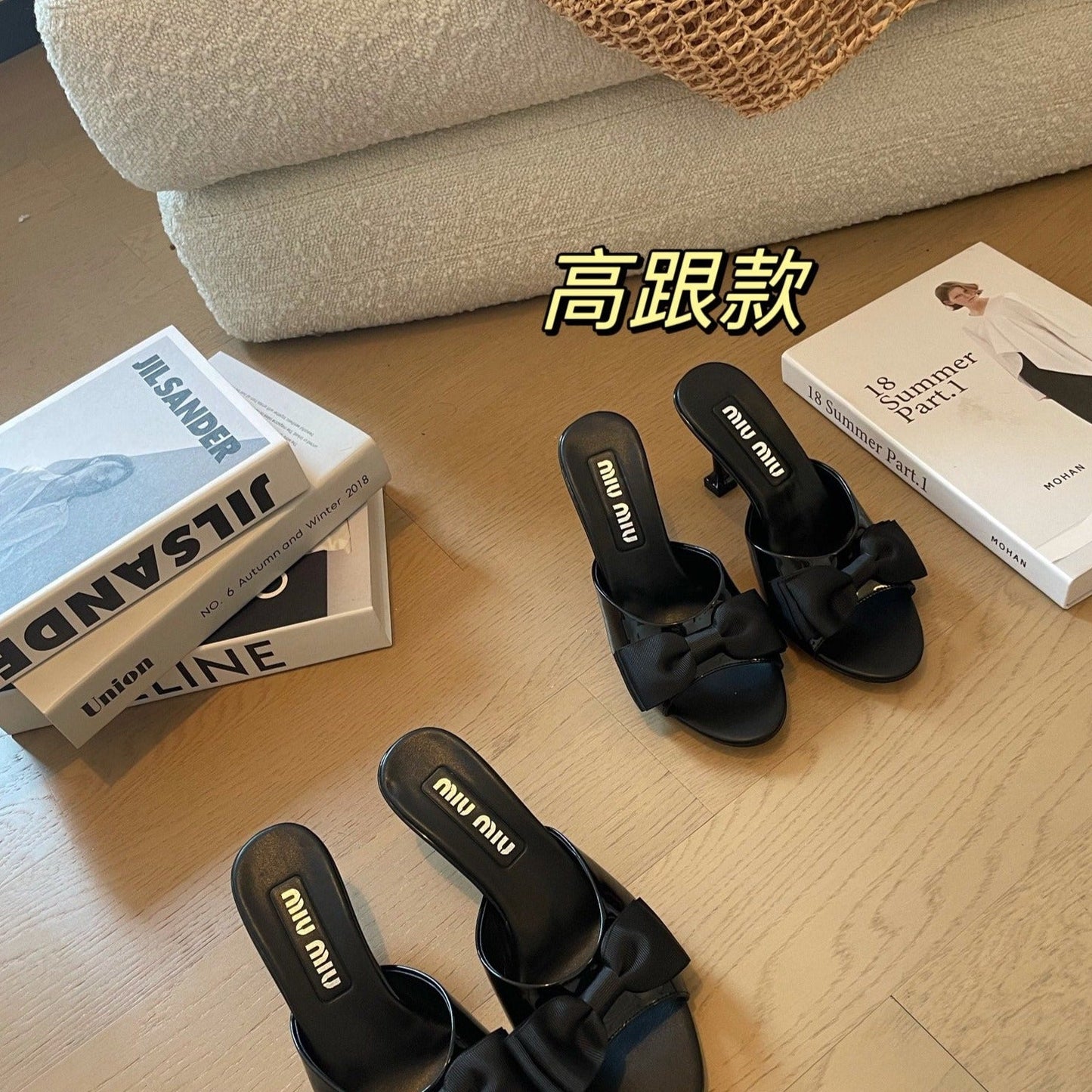 Black High - Heels With Black Bow Calfskin - 35