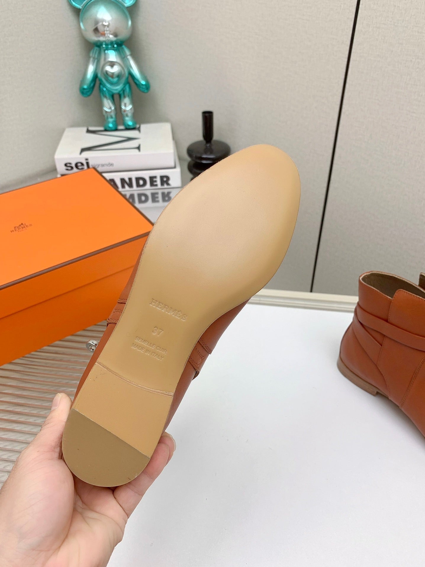 WOMEN'S NEO ANKLE BOOT IN ALLOY ORANGE CALFSKIN - 35