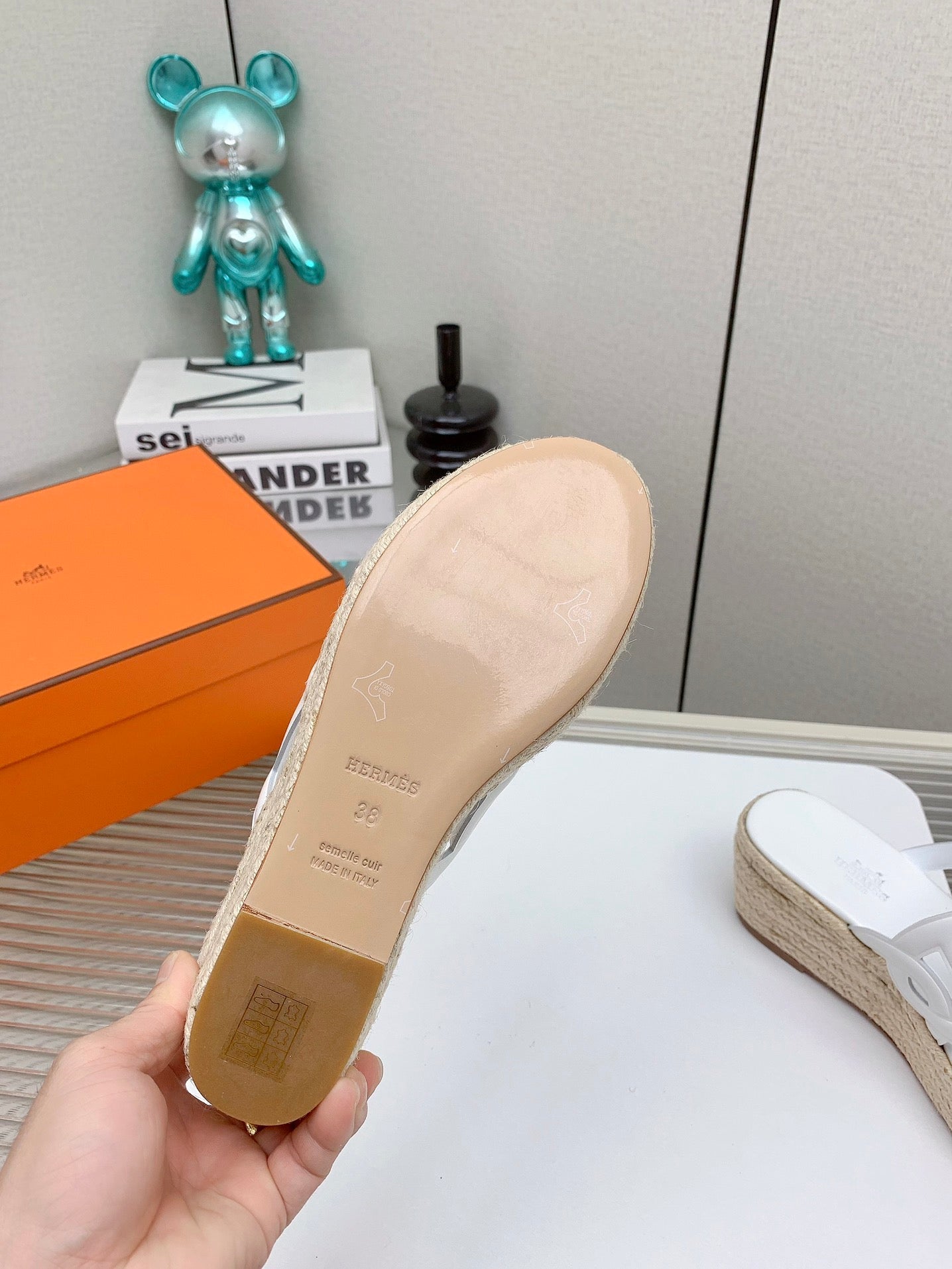 ITHEA 85 MM ESPADRILLE IN WHITE CALFSKIN - 34