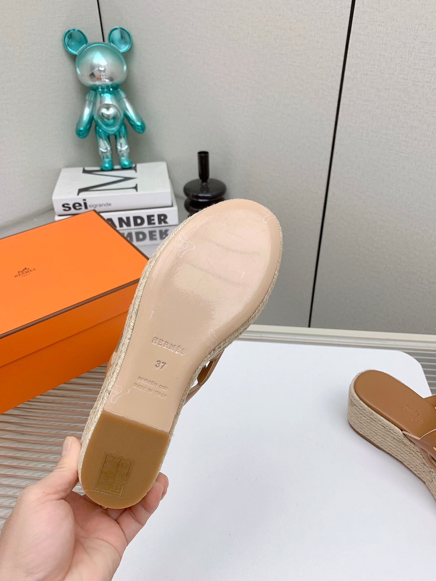 ITHEA 85 MM ESPADRILLE IN BRONZE BROWN CALFSKIN - 34