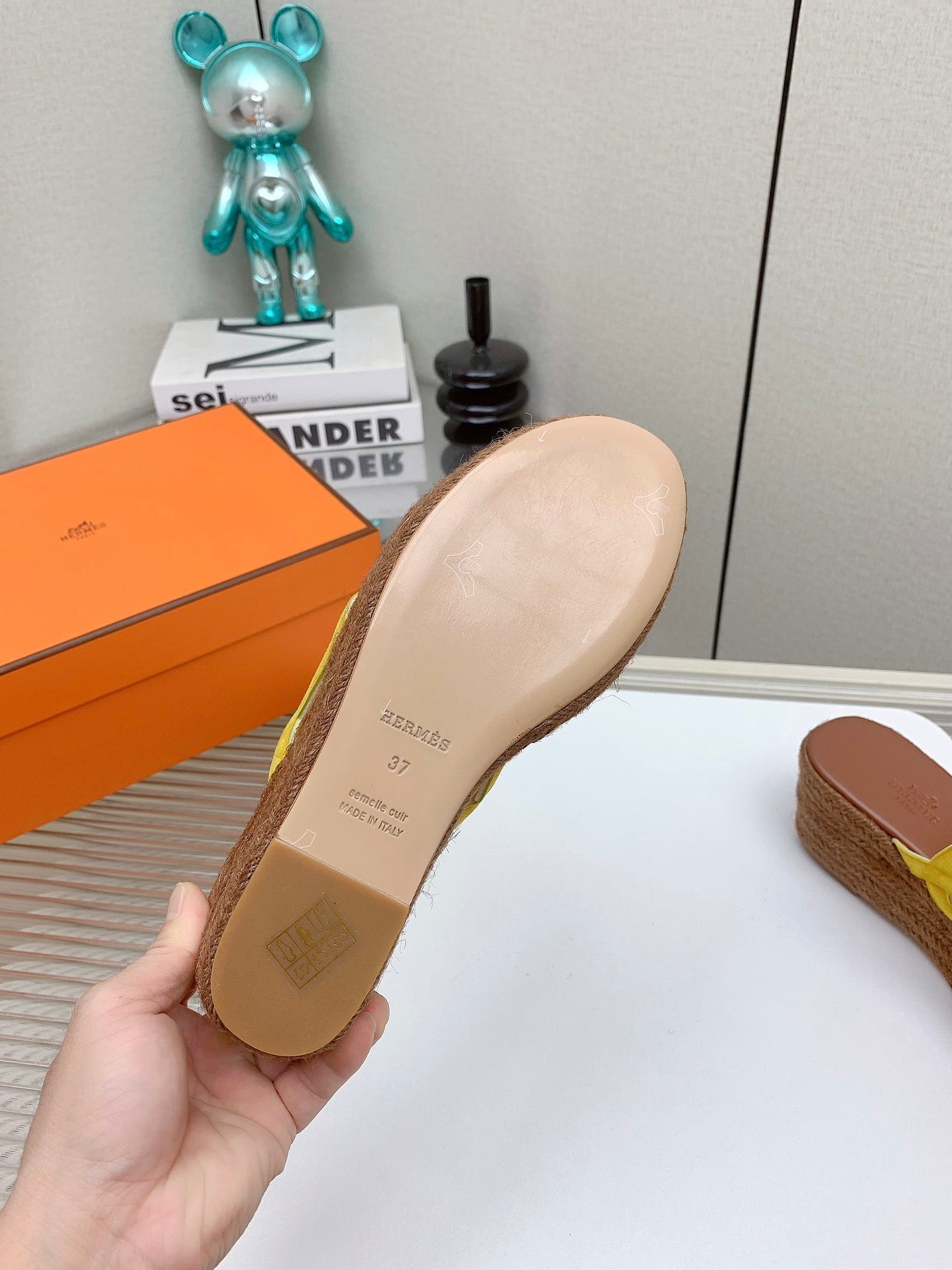 ITHEA 85 MM ESPADRILLE IN BRONZE BROWN AND AMBER YELLOW SUEDE - 34