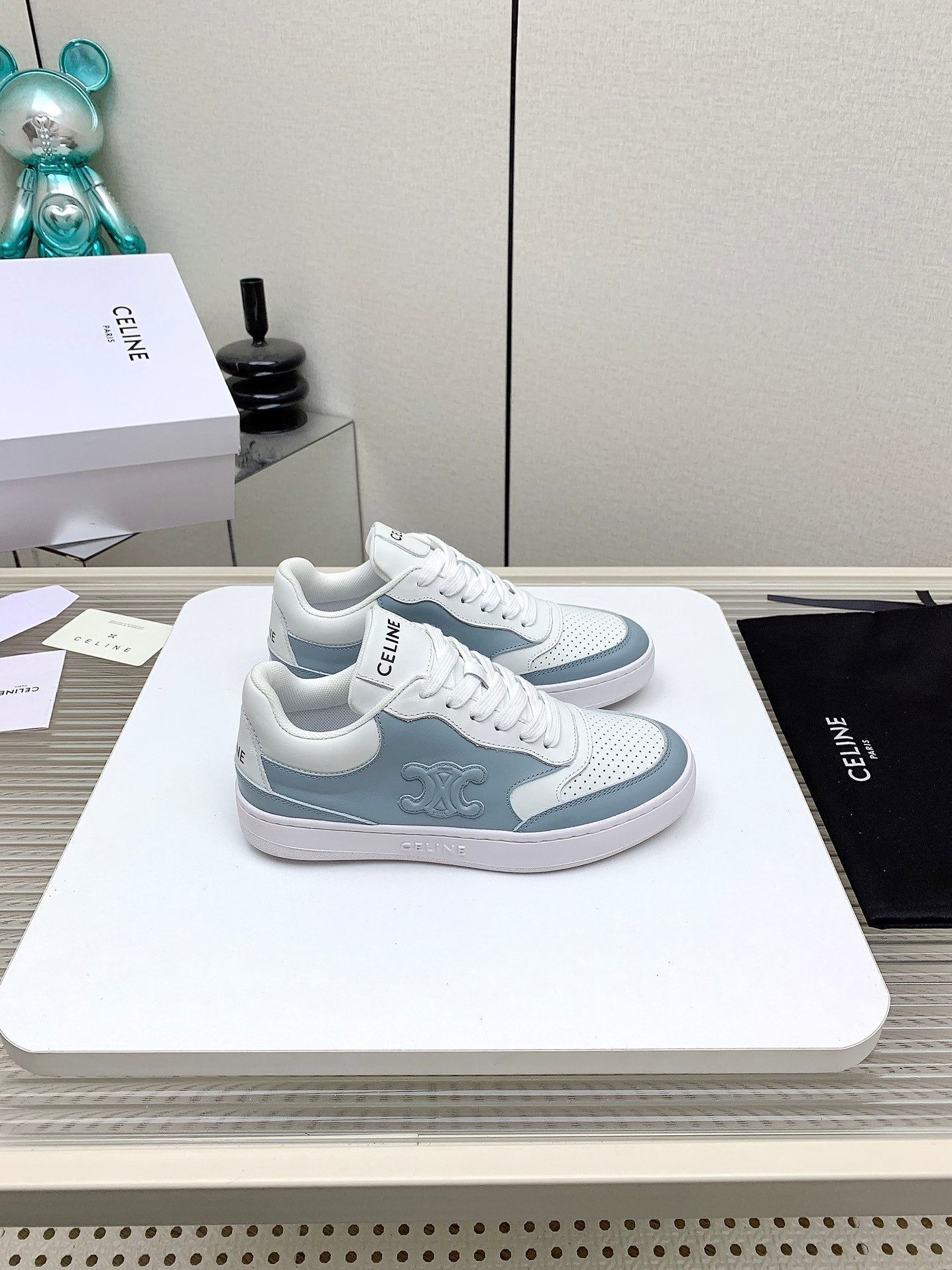 SNEAKER WITH TRIOMPHE IN AIR FORCE MIX WHITE CALFSKIN - 35