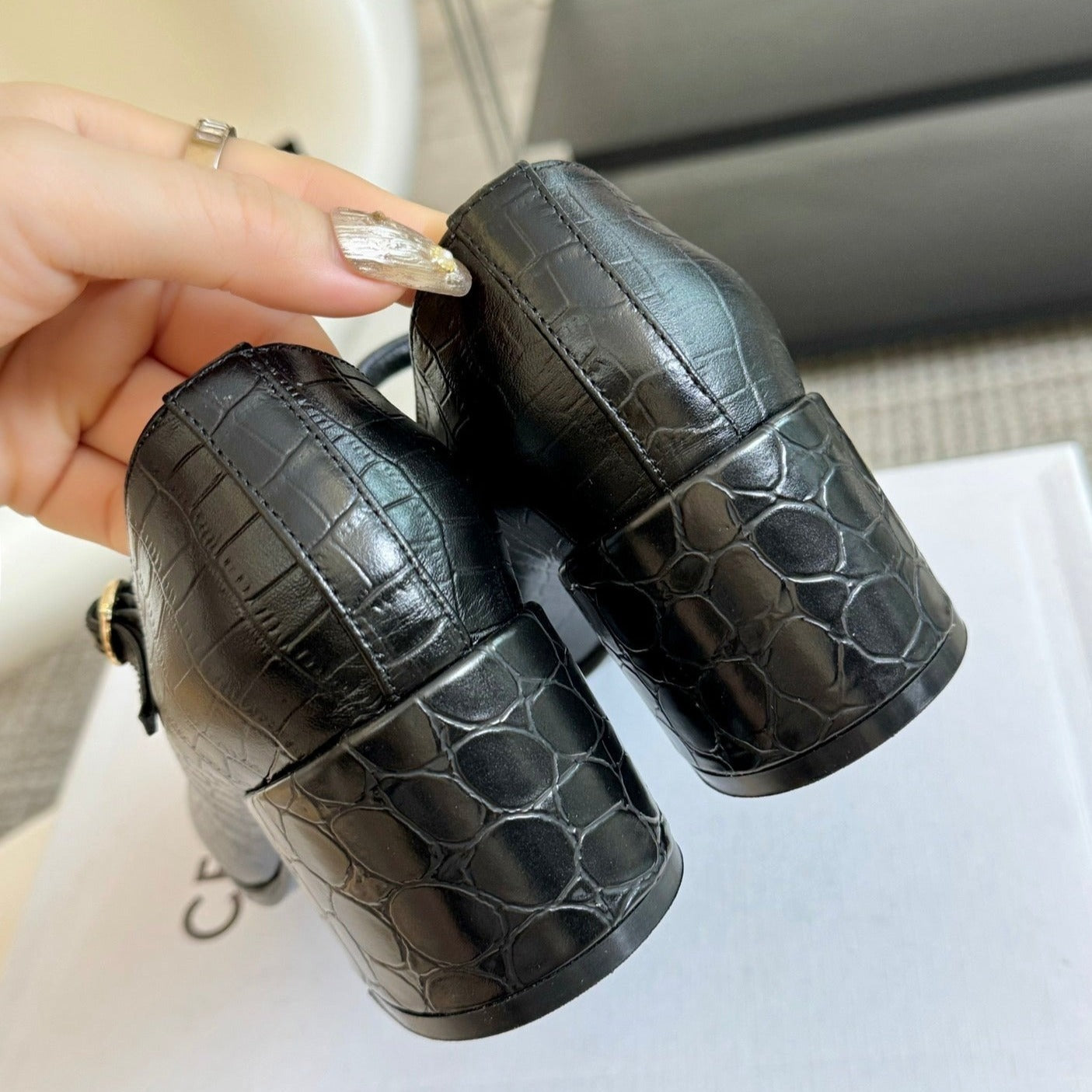 WOMEN'S HIGH HEELS WITH ROUND TOE BLACK SPECIFIC COWHIDE - 35