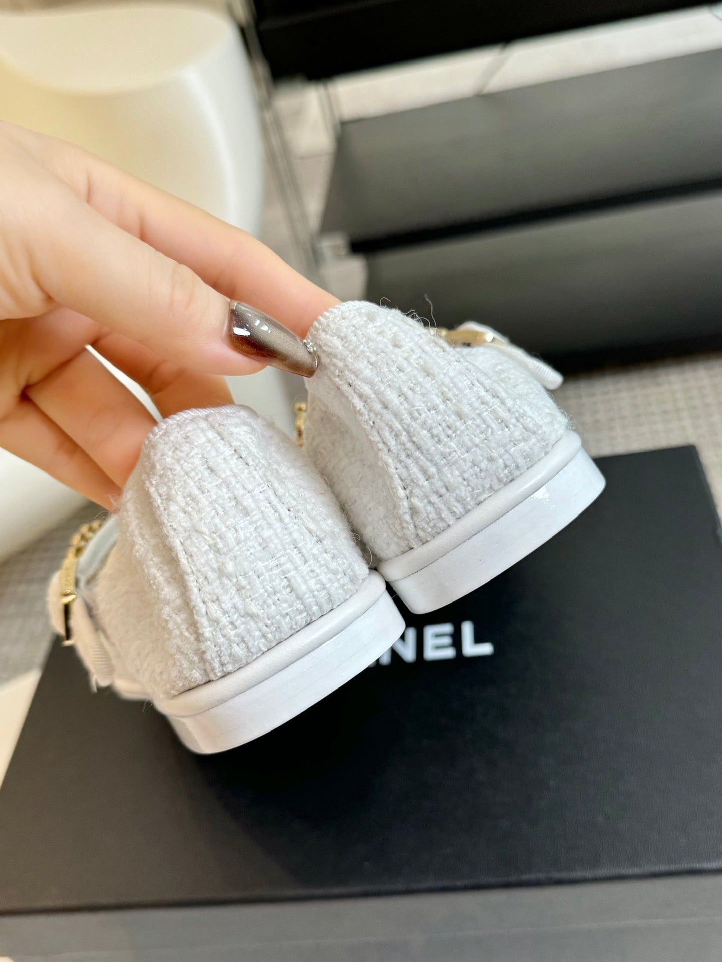 MARY JANE SHOES WHITE WOOL TWEED - 35