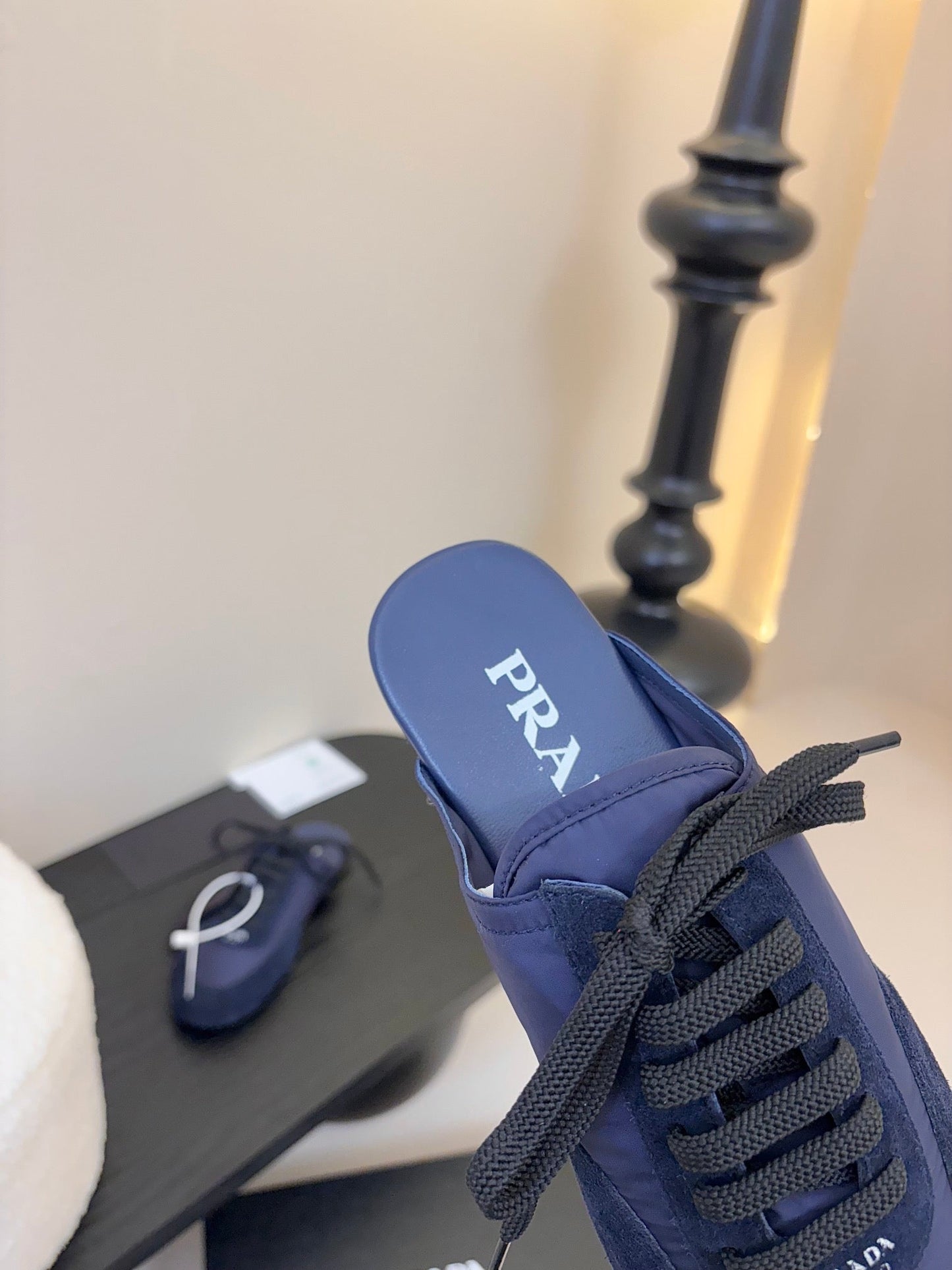 SNEAKER MULES IN NAVY BLUE NYLON AND SUEDE - 35