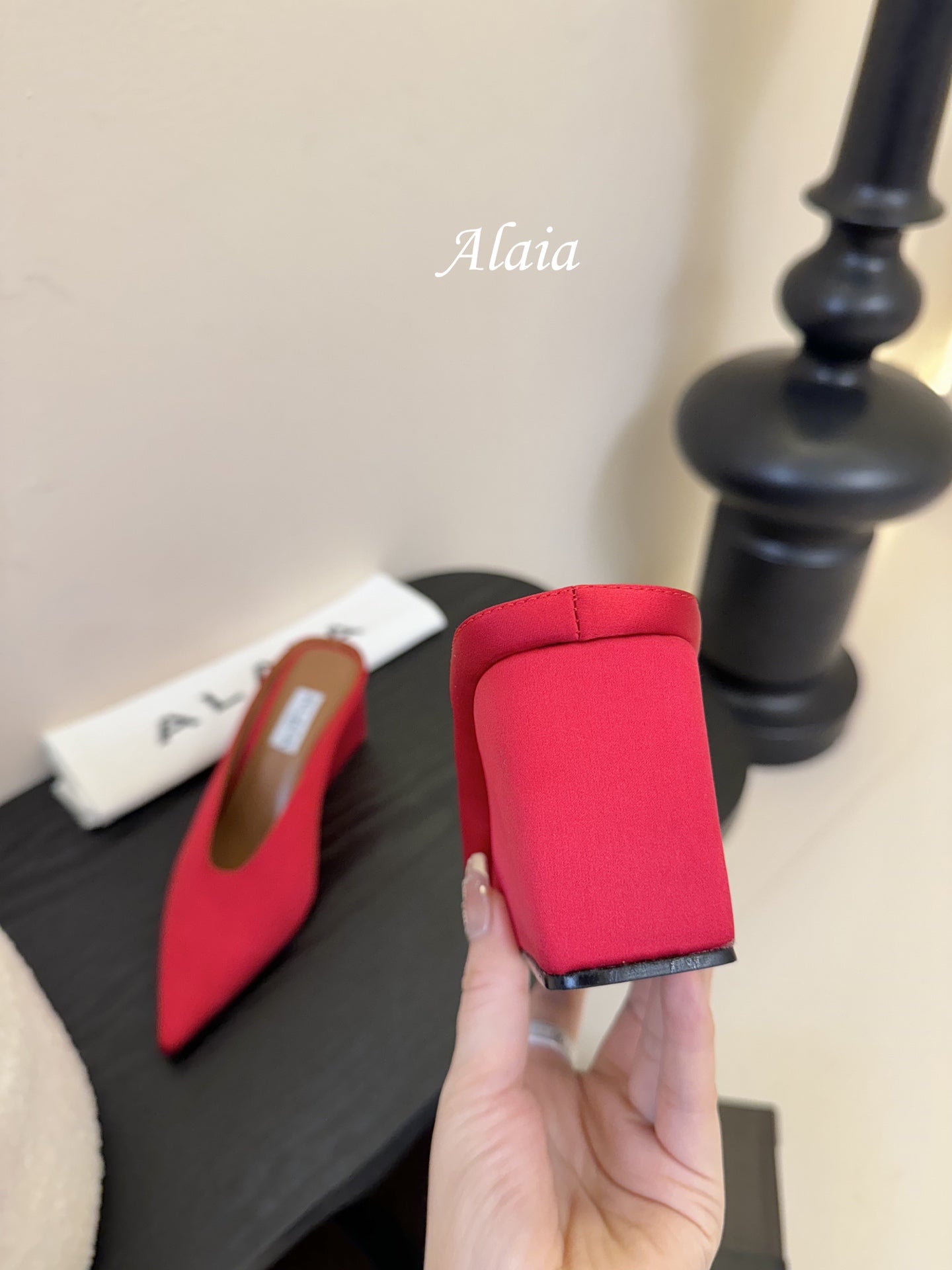 ALAIA HIGH MULES 25S IN RED SATIN - 35