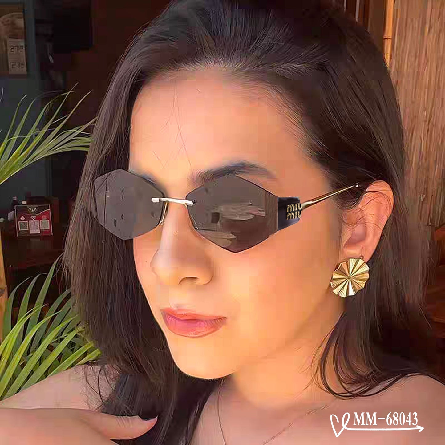 LOGO SUNGLASSES 68043 IN GOLD METAL GREY LENS - Small