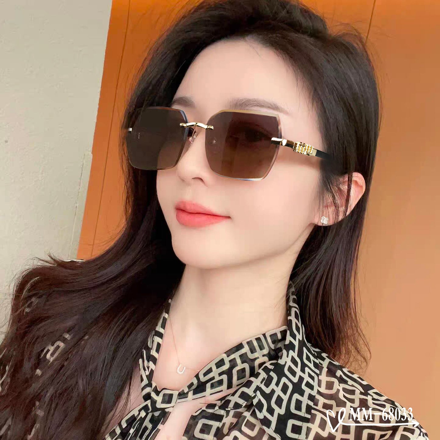 LOGO SQUARE SUNGLASSES 68033 IN METAL - Brown Smoke