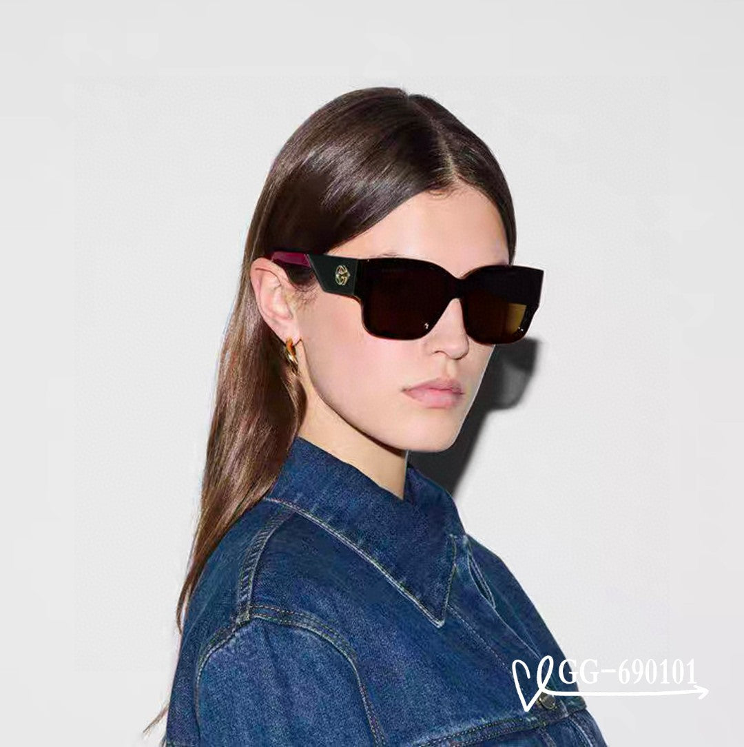 SQUARE FRAME SUNGLASSES 69101 IN ACETATE - Black