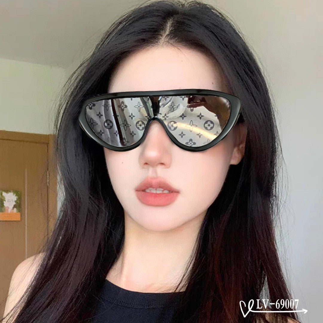 SPLIT CAT EYE SUNGLASSES 69007 IN ACETATE - Black