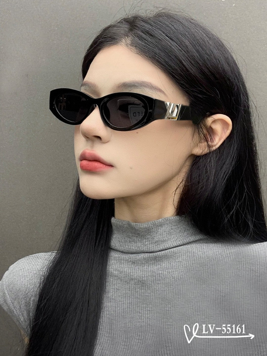 CAT EYE SUNGLASSES 55161 IN ACETATE - Black