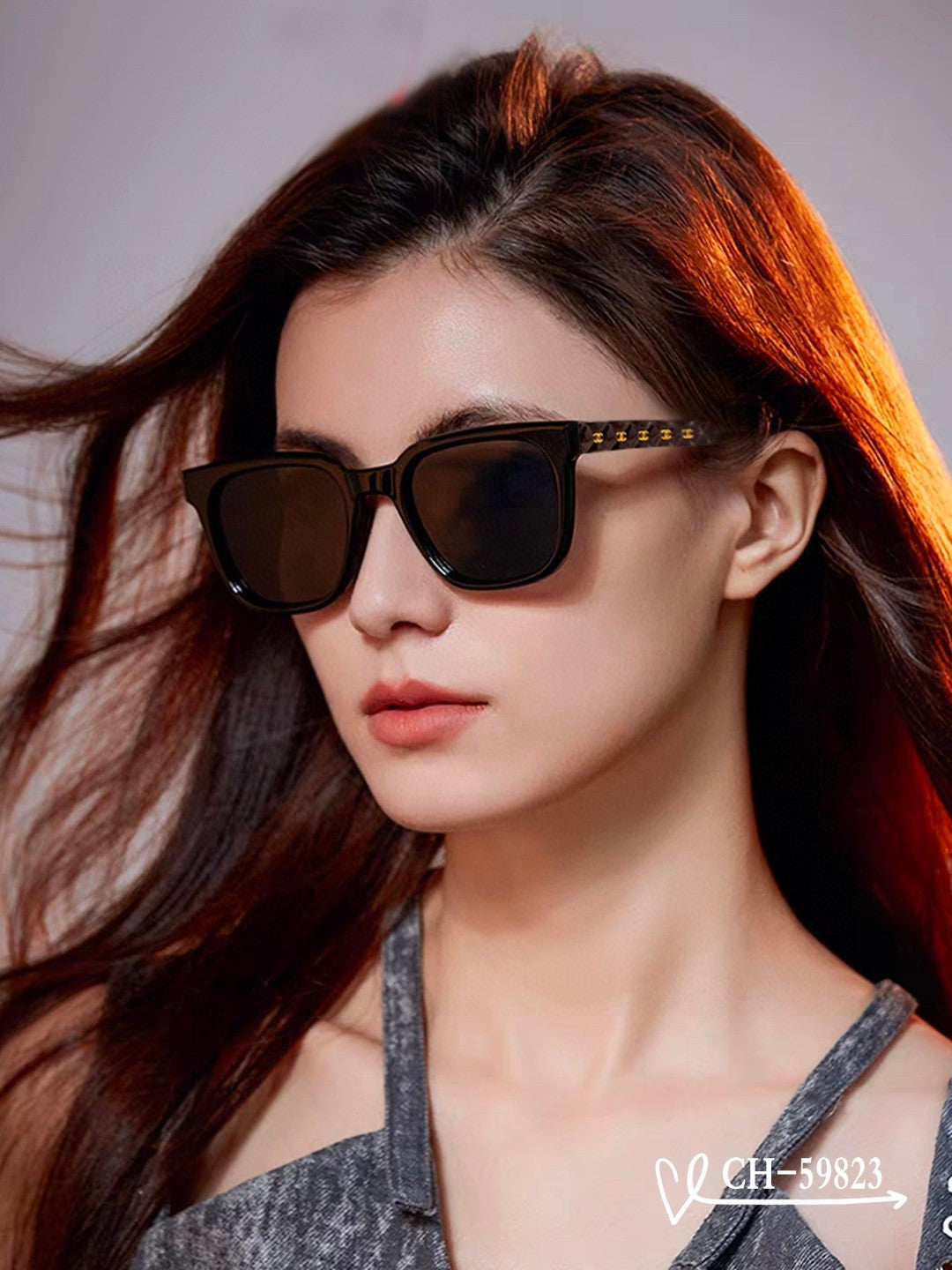 SQUARE SUNGLASSES 59823 IN ACETATE - Black