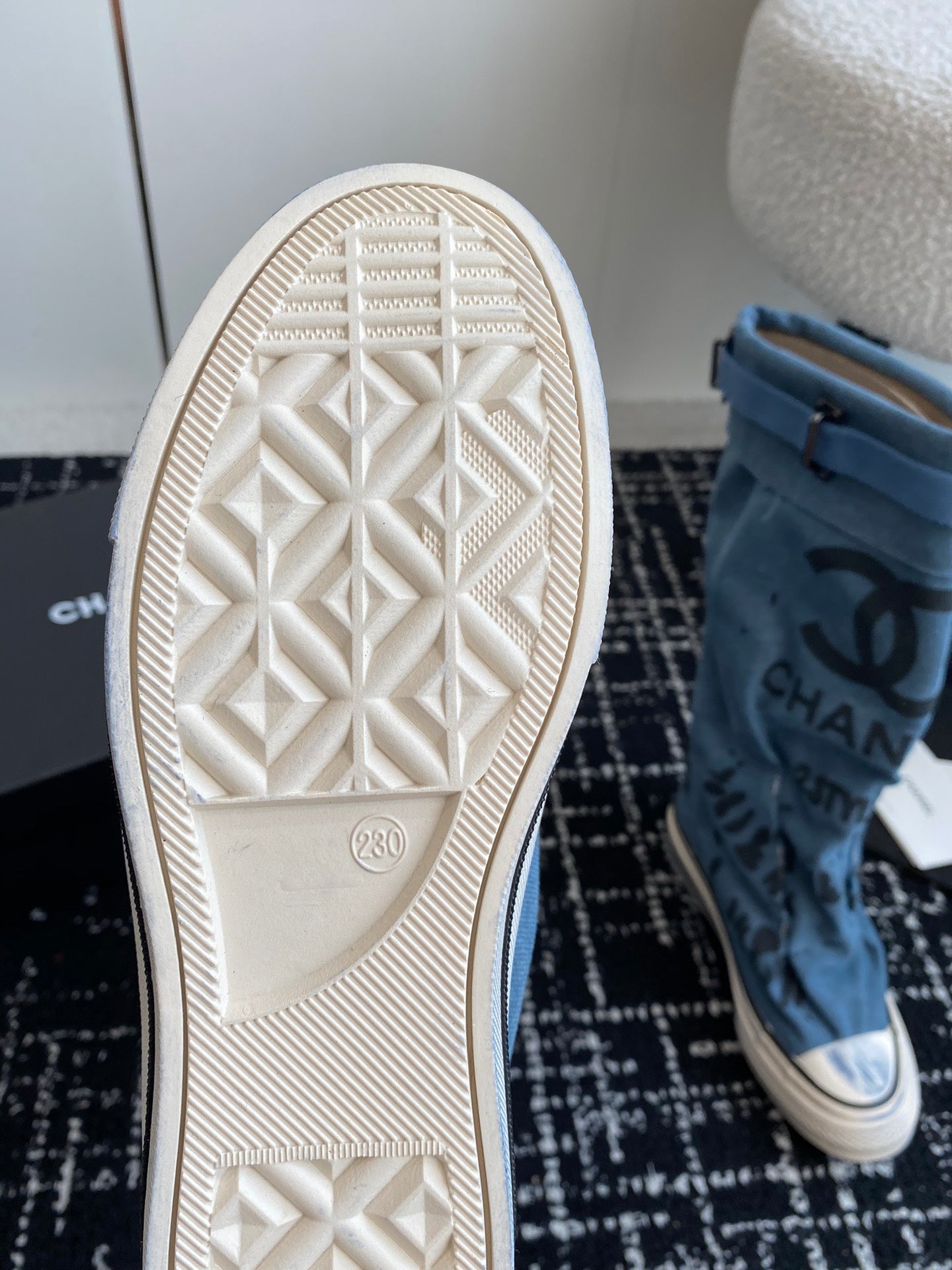 HIGH BOOTS IN OCEAN BLUE CANVAS - 35