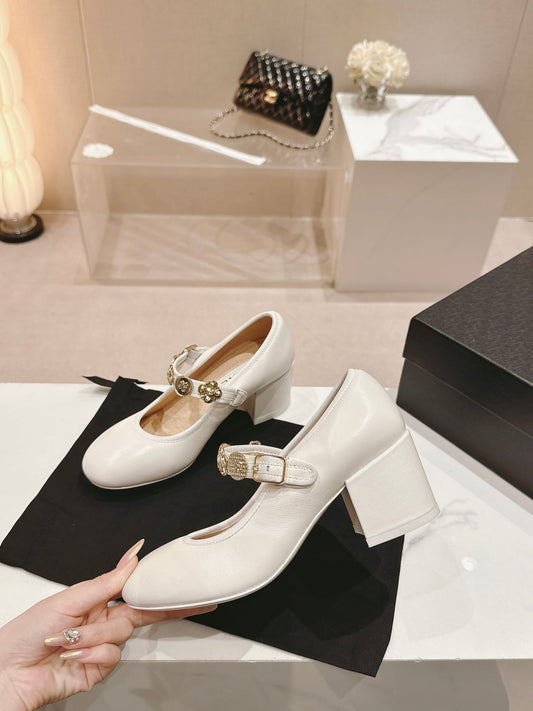 MARY JANE SHOES WHITE LAMBSKIN - 35