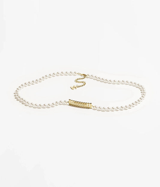 CHANEL 25S CHAIN BELT IN WHITE PEARL 615991 - 30