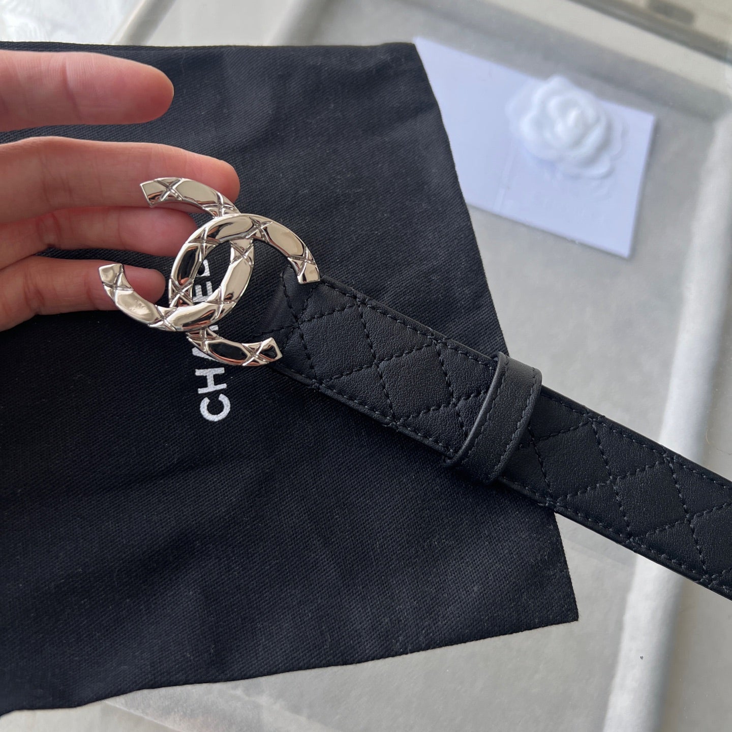 CHANEL 25S BELT 30 MM IN BLACK CALFSKIN 616604 - 30