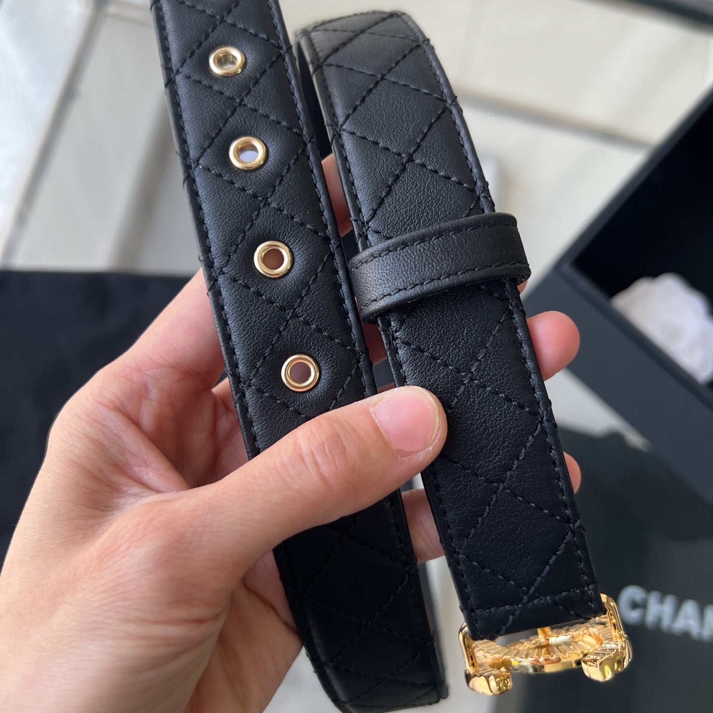 CHANEL 25S BELT 30 MM IN BLACK CALFSKIN 616605 - 30
