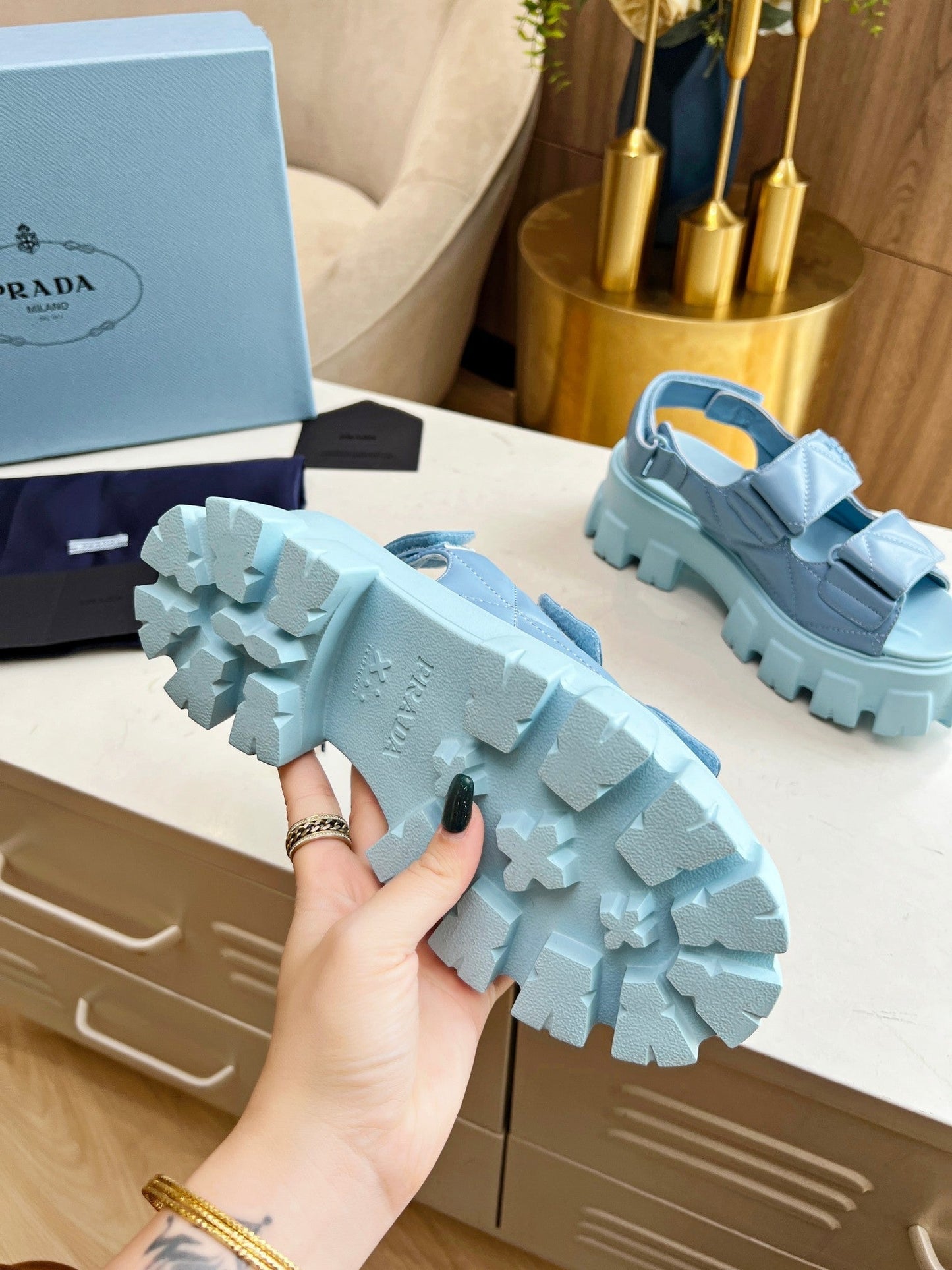 PRA MONOLITH NAPPA SANDALS SKY LAMBSKIN - 34