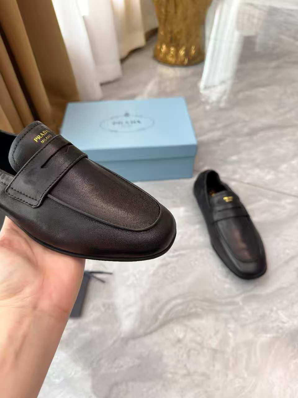 PRADA 25S LOAFERS IN BLACK CALFSKIN - 35