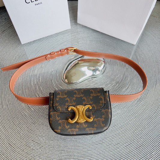 CL BELT MONOGRAM BROWN BAG TRIOMPHE 25 MM BELT TRIOMPHE ORANGE CALFSKIN - 30