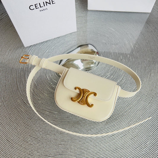 CL BELT BAG TRIOMPHE 25 MM BELT TRIOMPHE WHITE CALFSKIN GOLD HARDWARE - 30