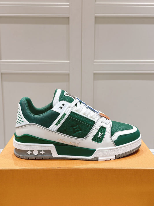КРОСІВКИ LV TRAINER З ЗЕРНИСТОЇ ТЕЛЯЧОЇ ШКІРИ ВІДТІНКУ BORNEO GREEN - 35
