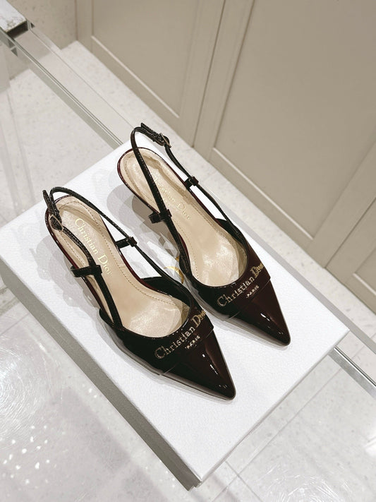 MY DD 25S SLINGBACK PUMP 50MM IN BURGUNDY RED GLOSSY CALFSKIN - 34