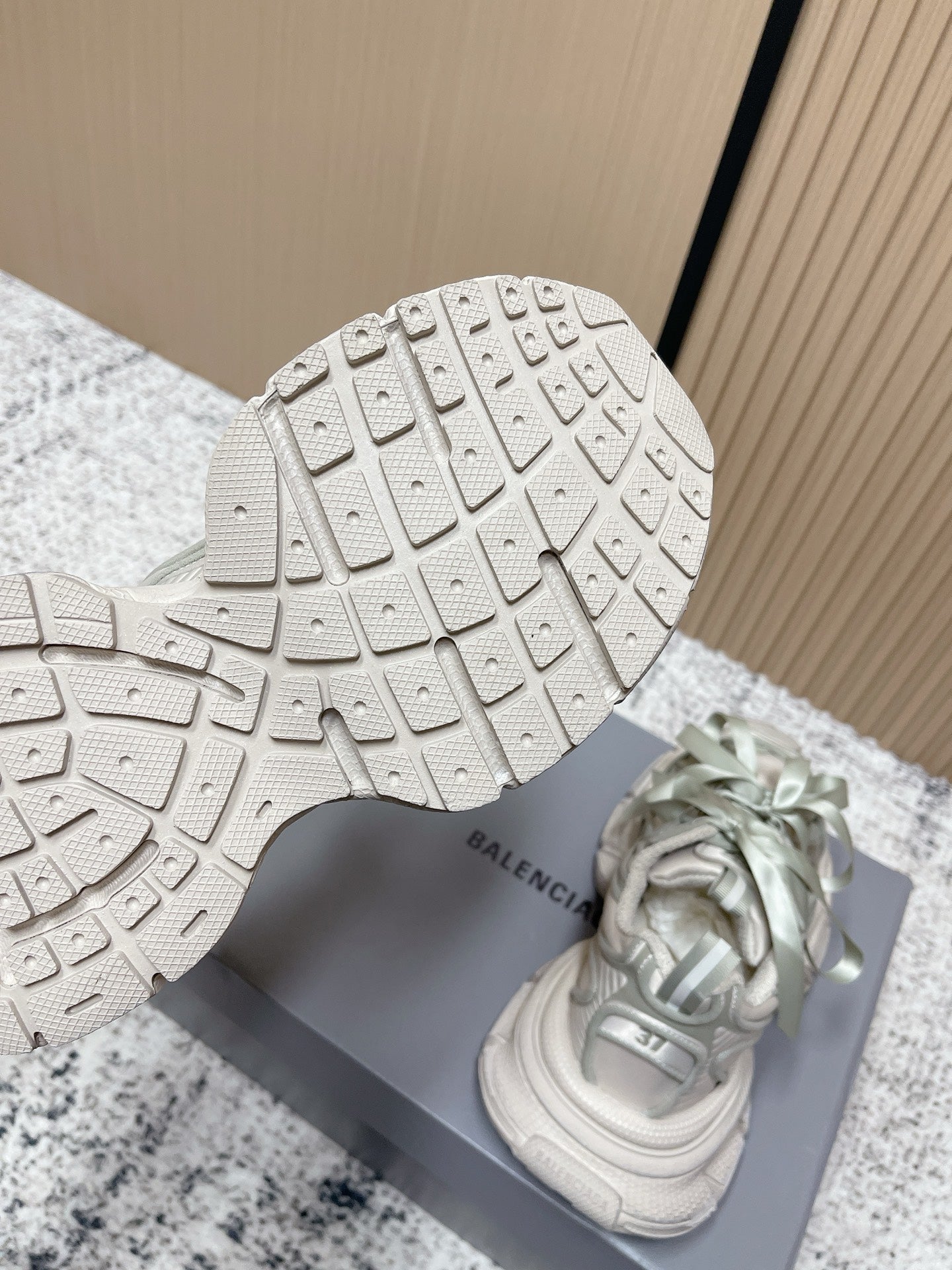 BALENCIAGA 25S 3XL SNEAKERS IN TAUPE GRAY PU LEATHER - 35