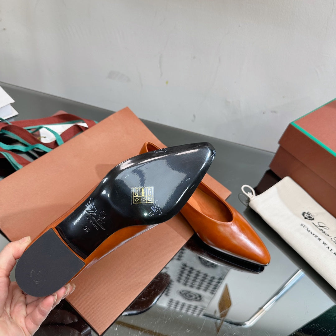 LP REBECCA BALLERINAS GLOSSY CARAMEL CALFSKIN - 35