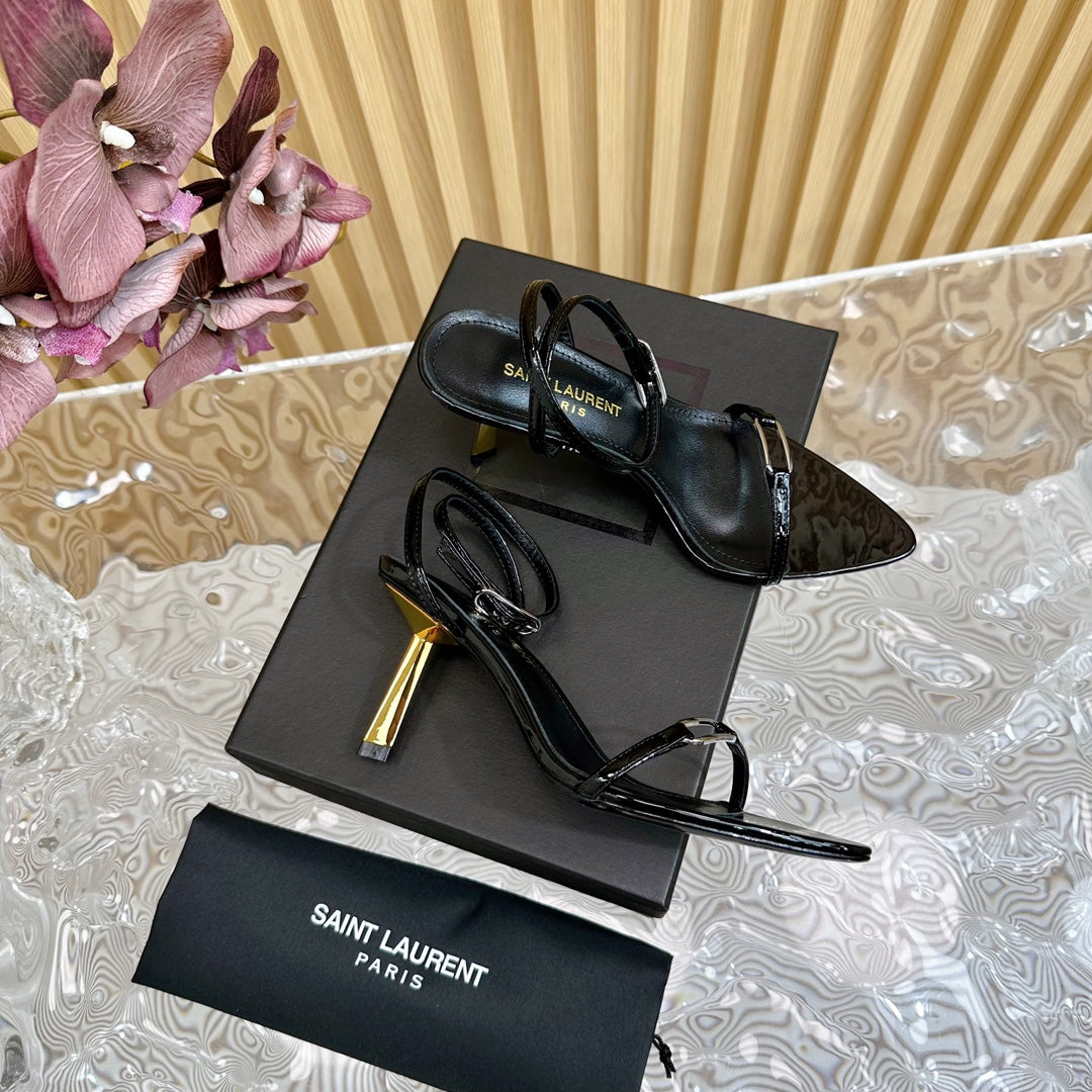 KITTY SANDALS 70 IN BLACK SHINY LEATHER - 35