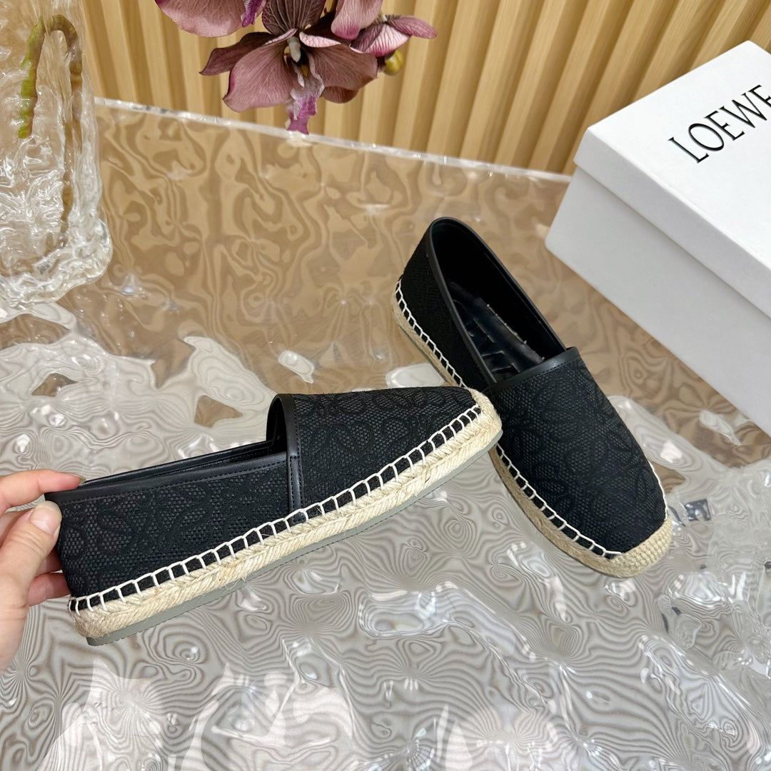 LW ANAGRAM ESPADRILLE LOAFER BLACK LINEN - 35