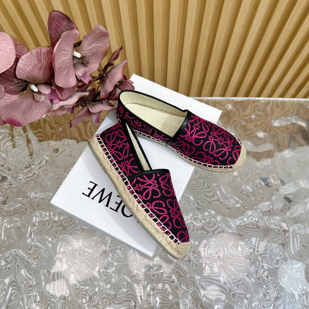 LW PINK ANAGRAM ESPADRILLE LOAFER BLACK LINEN - 35