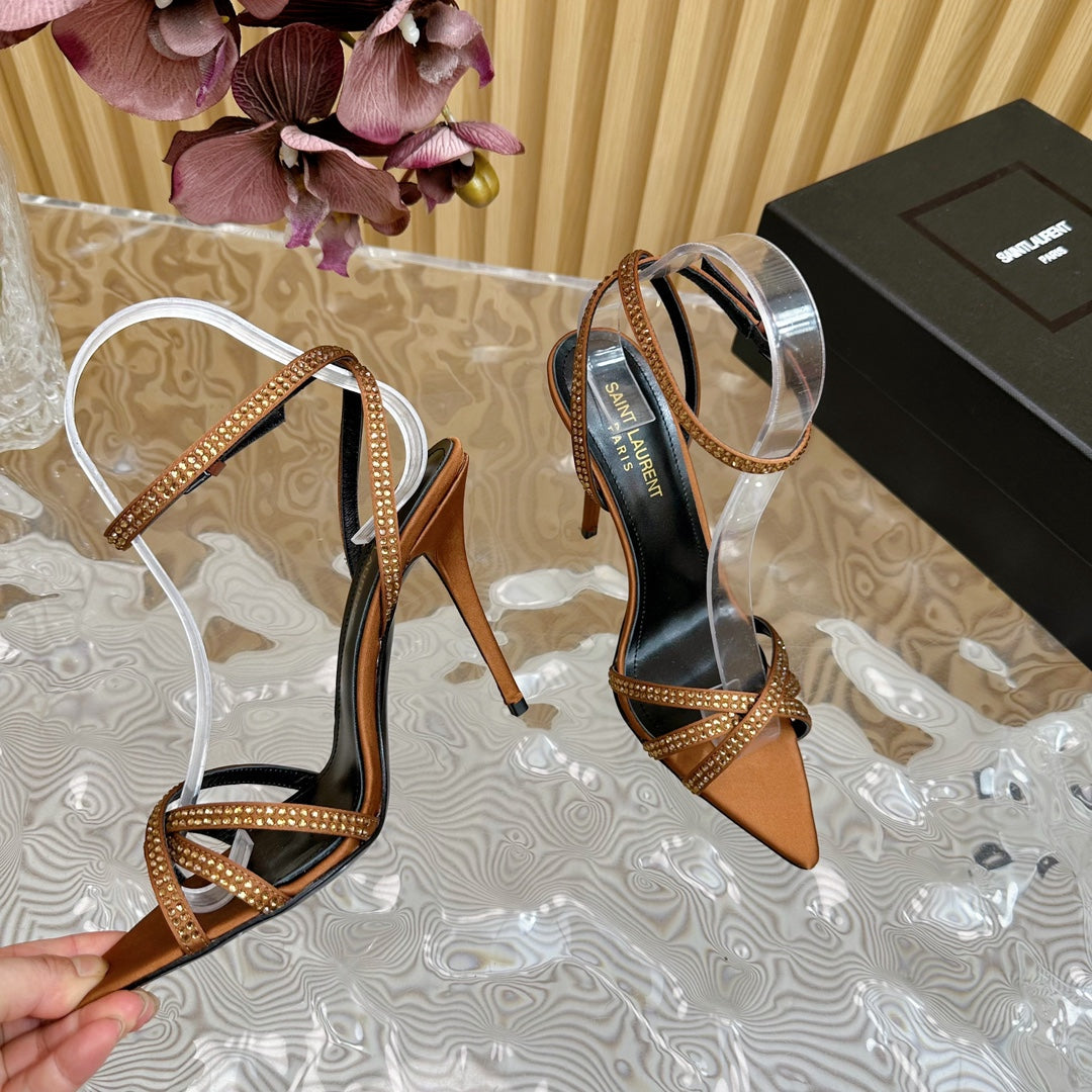SL ONE-STRAP RHINESTONE COPPER SATIN - 35