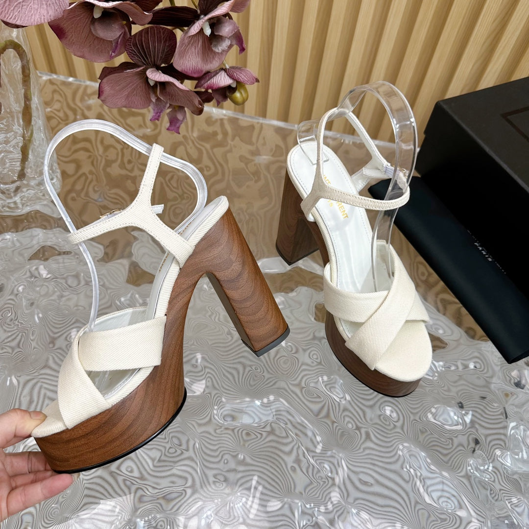 SL BIANCA PLATFORM SANDAL WHITE CANVAS - 35