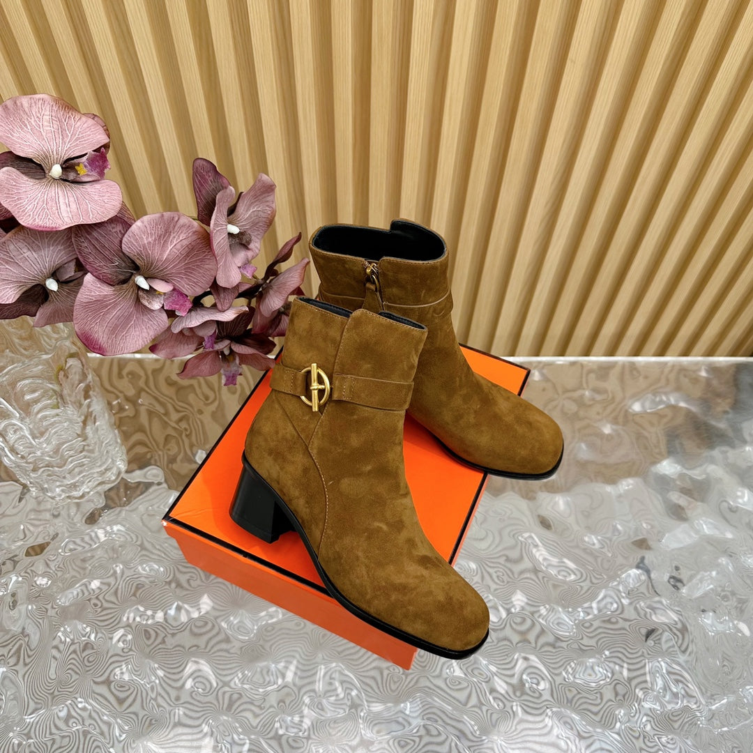 JILL 60 ANKLE BOOT IN CHOCOLATE BROWN SUEDE - 35