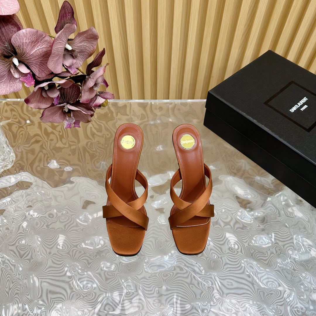 OPYUM 10 CM HIGH MULES IN BROWNIE SILK - 35