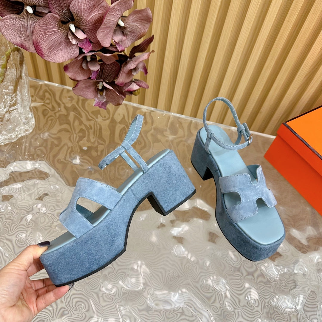 JAM 30 SANDAL IN SAPPHIRE BLUE VELVET - 35