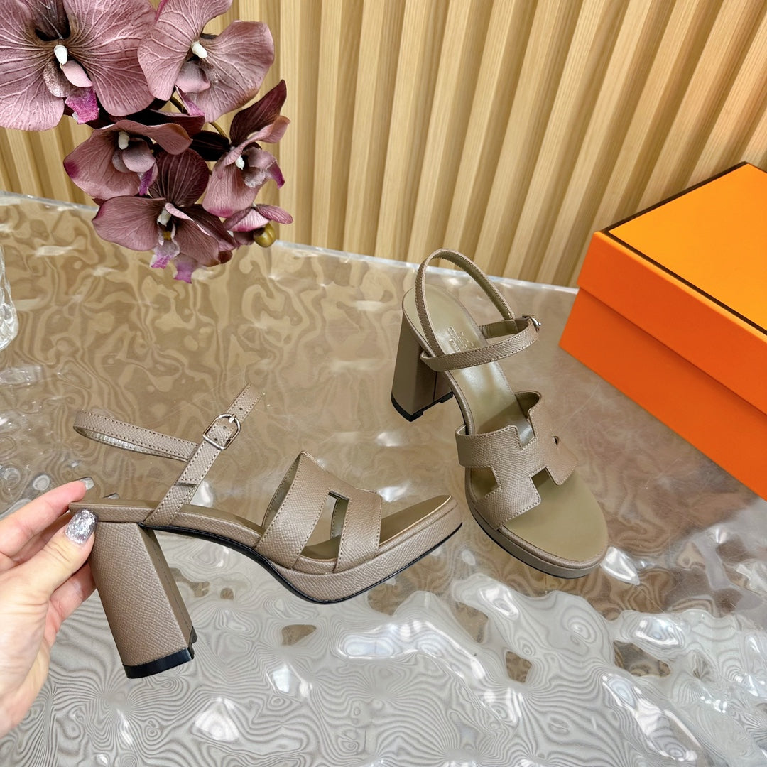JAZZ 90 SANDAL IN WOOD BROWN CALFSKIN - 35