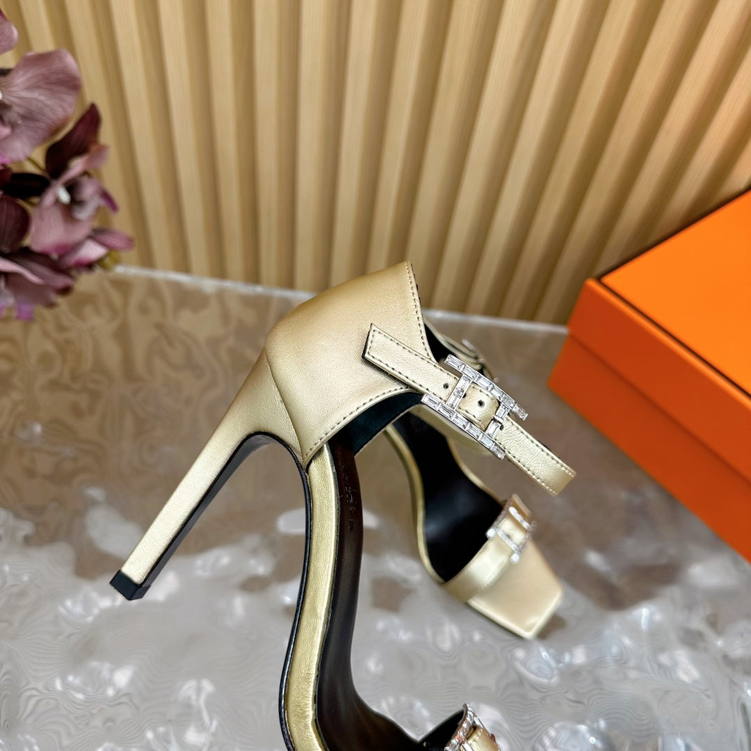 JULY SANDAL 105 MM IN LIGHT GOLD CALFSKIN - 35