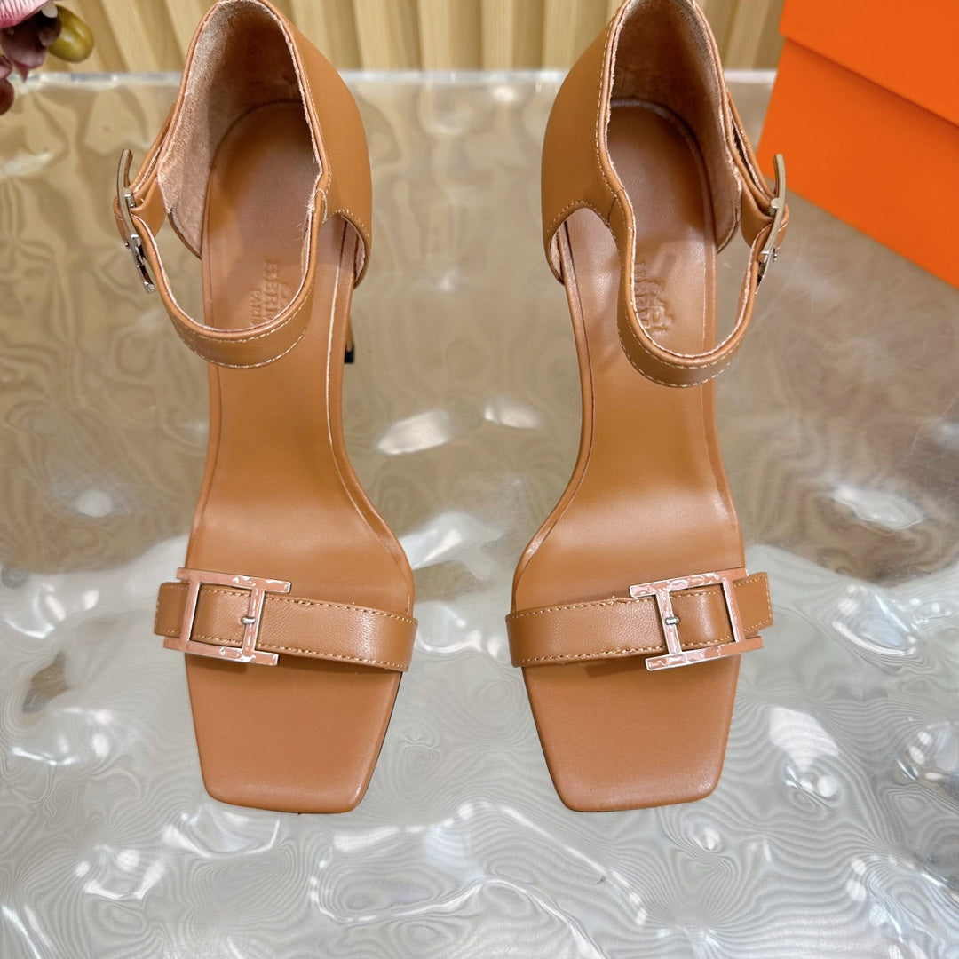 JULY SANDAL 105 MM IN BRONZE BROWN CALFSKIN - 35