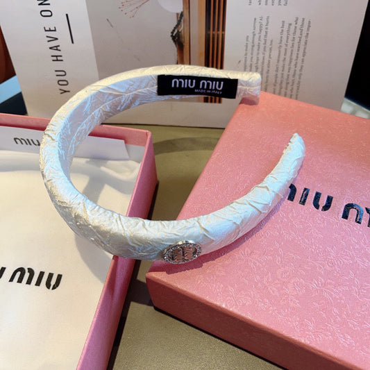 THICK HEADBAND IN WHITE FABRIC 432778