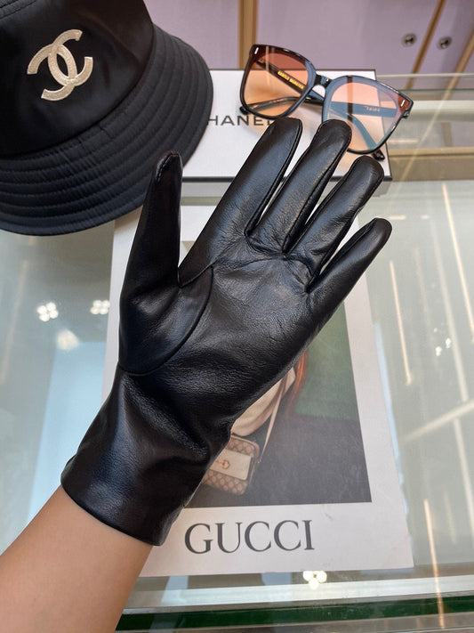GLOVES IN BLACK LAMBSKIN GOLD HARDWARE 463837 - M