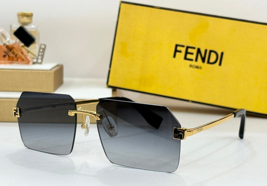 SKY RECTANGULAR FRAME SUNGLASSES FE40043U IN METAL - Black FF Pattern