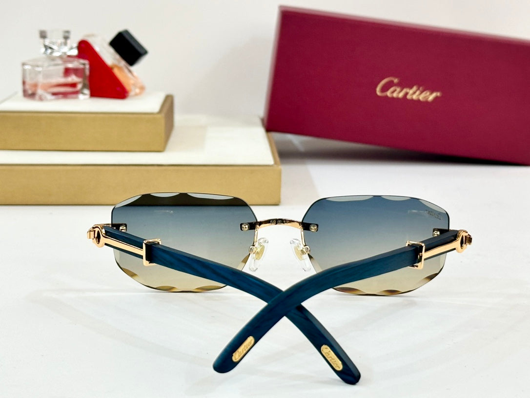 C DE GEOMETRIC FRAME SUNGLASSES CT0606S IN METAL AND WOODEN - Light purple