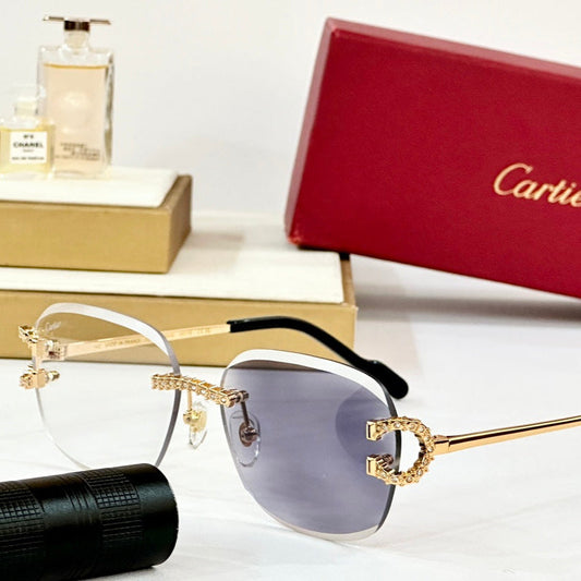 CRYSTAL STUDDED RIMLESS SQUARE FRAME SUNGLASSES CT0603S IN METAL PHOTOCHROMIC LENSES - Clear/Grey